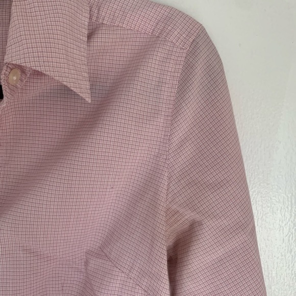 Ann Taylor Button Down Long Sleeve Pink/Red Top 0 - Picture 5 of 12